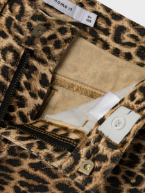 NAME IT High Waist Twill Long Shorts Rose Leopard